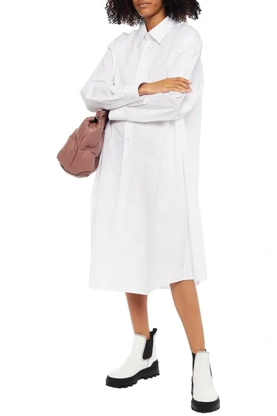 Maison Margiela Oversized Draped Cotton-poplin Midi Shirt Dress In White