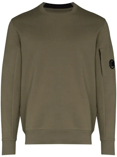 C.p. Company Logo Strap Crew Neck Sweatshirt In Green