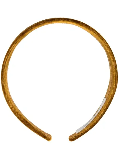 Jennifer Behr Charlize Wide Velvet Headband In 黄色