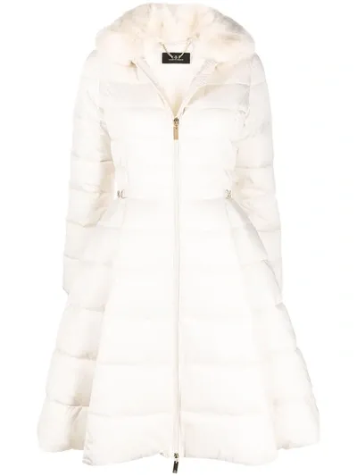 Elisabetta Franchi Horsebit-detail Quilted Coat In Neutrals