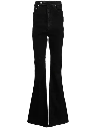 Rick Owens Drkshdw High-rise Flared Jeans In Black