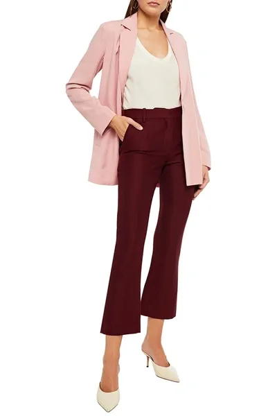 Valentino Cotton And Silk-blend Straight-leg Pants In Burgundy