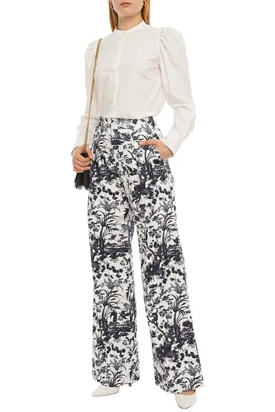 Erdem Printed Cotton-gabardine Wide-let Pants In Multi