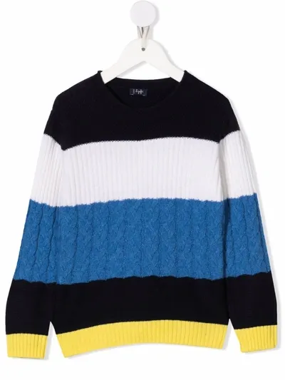 Il Gufo Kids' Colour-block Wool Jumper In Blue