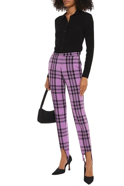 Baum Und Pferdgarten Naleen Checked Crepe Stirrup Skinny Pants In Purple