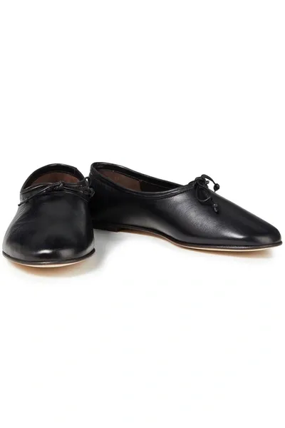 By Far Agnes Bow-detailed Leather Ballet Flats In Black