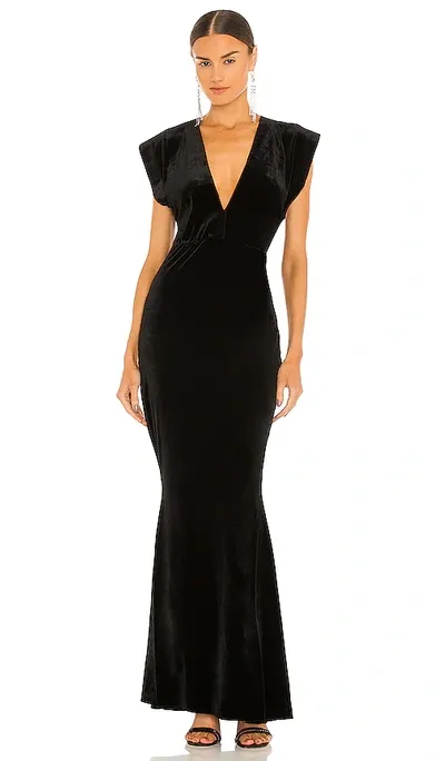 Norma Kamali V Neck Rectangle Gown In Black