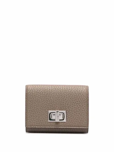 Fendi Micro Trifold Twist-lock Wallet In Brown