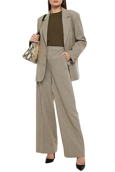 Gestuz Houndstooth Woven Wide-leg Pants In Brown