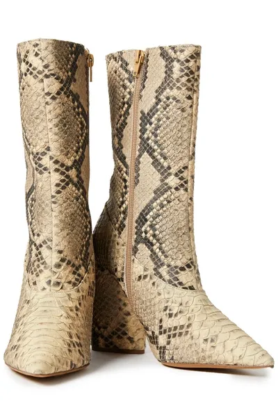 Yeezy Roccia Messa Snake-effect Leather Ankle Boots In Gold