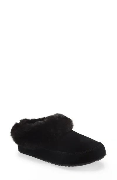 Sorel Go Coffee Run Faux Fur Slipper In Black