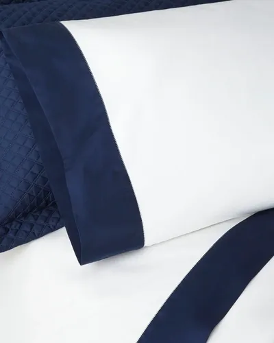 Ralph Lauren Organic Sateen Border Standard Pillowcase In Navy