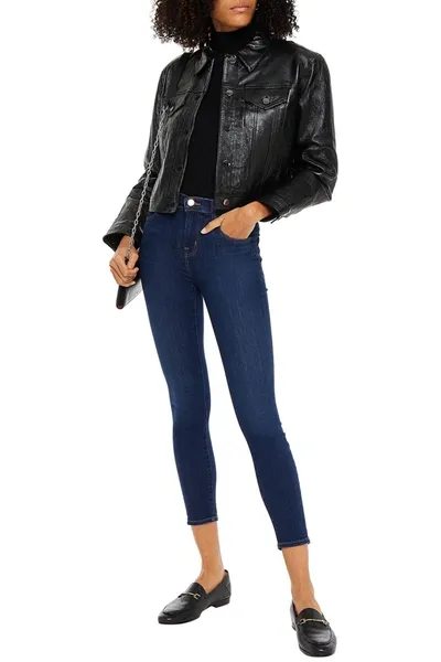 J Brand Crinkled-leather Blazer In Multi