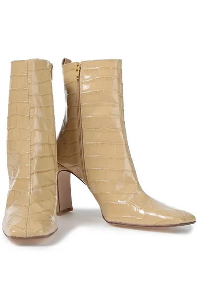 Miista Marcello Croc-effect Leather Ankle Boots In Neutrals