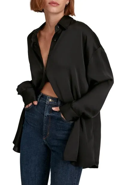 Favorite Daughter The Smooth Ex-boyfriend Satin Shirt In Black