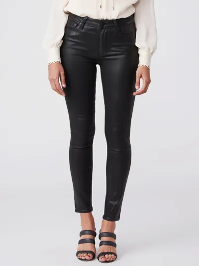 Paige Hoxton High Rise Ankle Skinny Jeans In Black Fog Luxe Coating