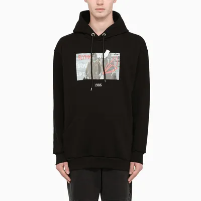 Throwback Black Hoodie With Top Gun Print