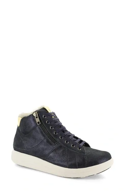 Strive Chatsworth Ii Leather Hi-top Sneaker With Faux Fur Trim In Black