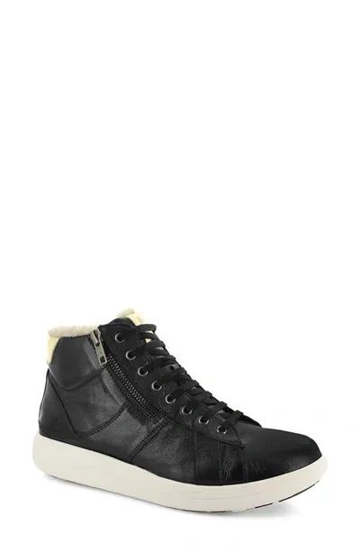 Strive Chatsworth Ii Leather Hi-top Sneaker With Faux Fur Trim In Black