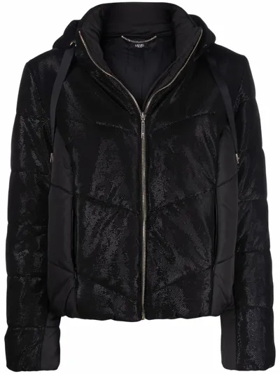 Liu •jo Padded Glitter Jacket In Black