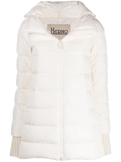 Herno Hooded Feather-down Padded Coat In White