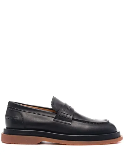 Buttero Laboratorio Chunky Leather Loafers In Black