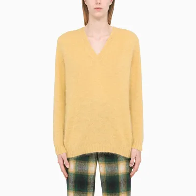 Roberto Collina Yellow V Neck Pullover