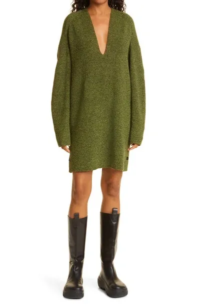 Proenza Schouler White Label V-neck Long Sleeve Wool Tunic In Green