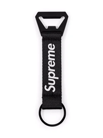 Supreme Bottle Opener Webbing Keychain In Black