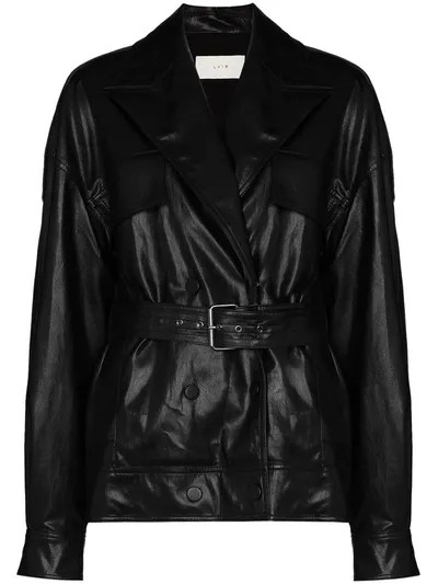 Lvir Belted Faux-leather Jacket In Black