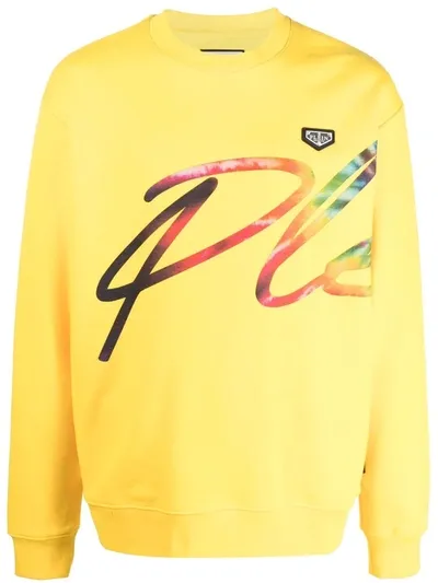 Philipp Plein Signature Logo-print Sweatshirt In Yellow