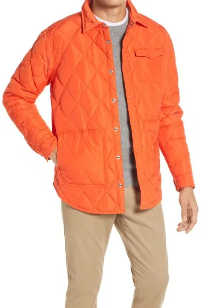 Schott Quilted Down Shirt Jacket In Orange