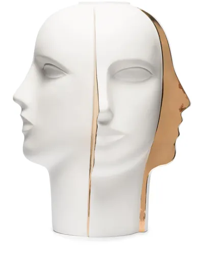 Jonathan Adler White Atlas Split Head Vase