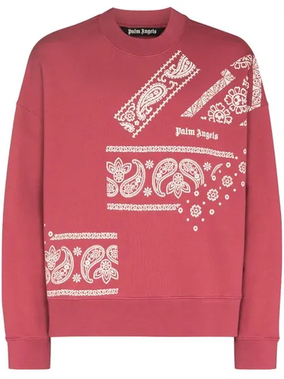 Palm Angels Paisley Logo-print Relaxed Sweatshirt In Red