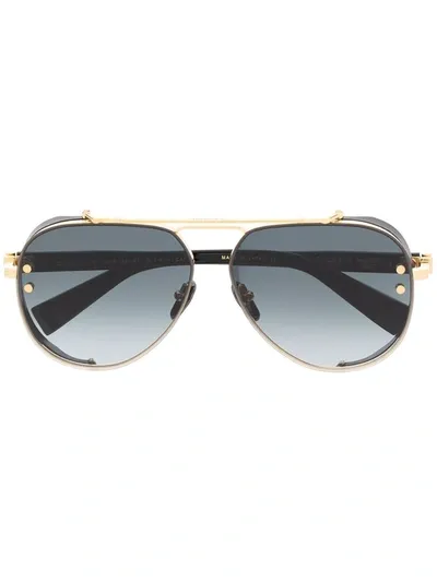 Balmain Eyewear Gradient Aviator-frame Sunglasses In Black