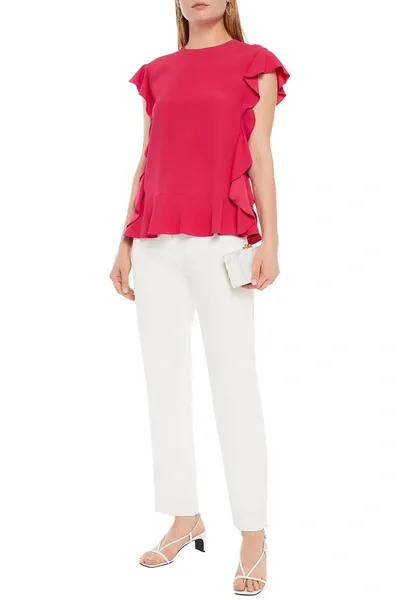 Red Valentino Ruffled Satin-crepe Top In Pink