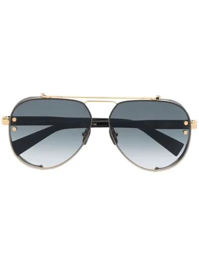 Balmain Eyewear Logo-engraved Pilot-frame Sunglasses In Black