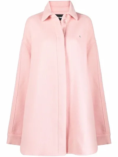 Raf Simons Logo-patch Oversized Wool Coat In Pink