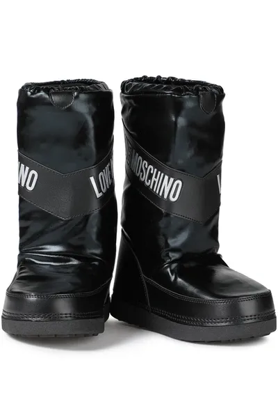 Love Moschino Appliquéd Faux Leather Snow Boots In Black