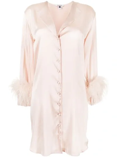 Gilda & Pearl Camille Silk And Feather Shirt Dress In  Oyster