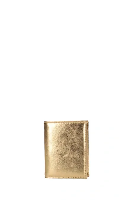 Comme Des Garçons Wallet Metallic Bifold Cardholder In Gold