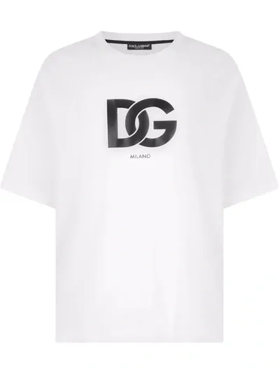 Dolce & Gabbana Dg-logo Cotton T-shirt In White