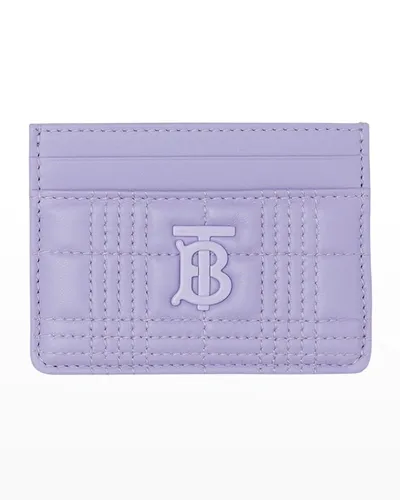 Burberry Lola Check-quilted Leather Card Case In Purple