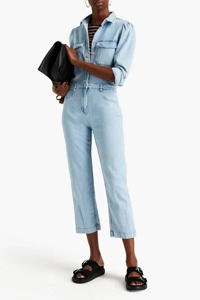 Dl1961 Freja Cropped Denim Jumpsuit In Blue