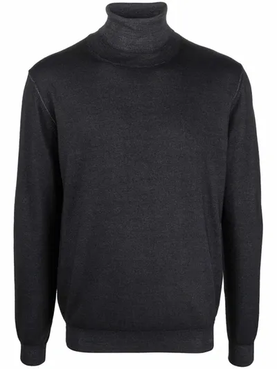 Dondup Roll-neck Merino Wool Jumper In Schwarz