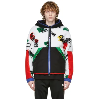 Moncler Genius Naj-oleari 3 Grenoble Printed Fleece Zip-up Hoodie In White,black