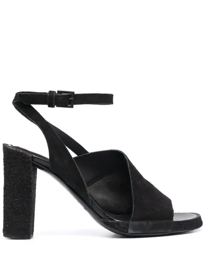 Del Carlo 100mm Asymmetric Cut-out Strap Sandals In Black