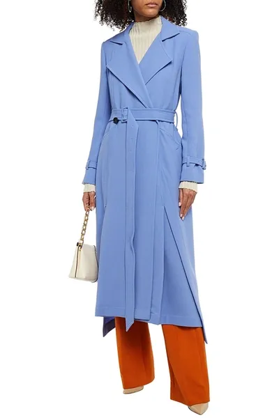 Roland Mouret Elbury Belted Wool-crepe Coat In Blue