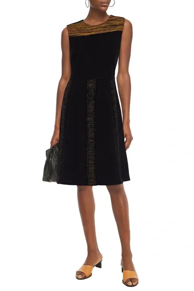 M Missoni Crochet Knit-paneled Jersey Dress In Black