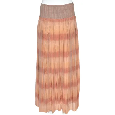 Pre-owned Class By Roberto Cavalli Pink & Animal Printed Silk Layered Maxi Skirt L